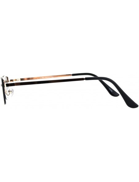 Rimless Womens Half Rim Rimless Style Sunglasses Chic Skinny Rectangular Shades - Gold (Black) - CT18O59WDIS $12.34