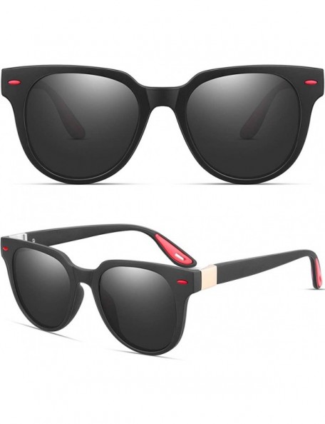 Square Polarized Sunglasses for Men/Women 100% UV400 Protection Vintage Square Frame - Black/Black-red Parts - CU194S2LM5U $1...