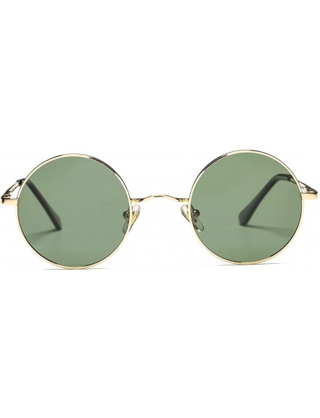 Round Retro Small Round Polarized Sunglasses for Men Women John Lennon Style - C4 Gold Frame/G15 Green Lens - C318A4SAWS5 $12.06