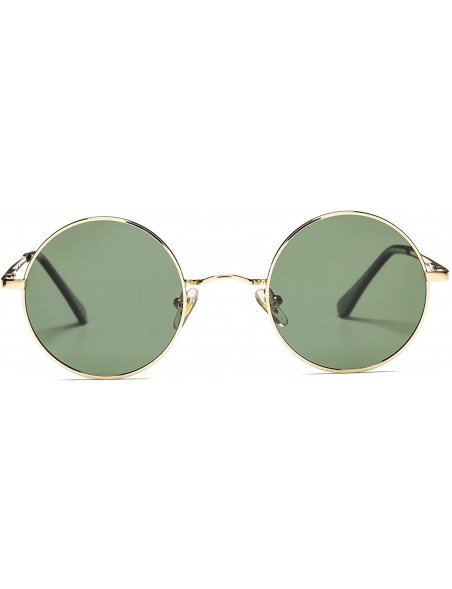 Round Retro Small Round Polarized Sunglasses for Men Women John Lennon Style - C4 Gold Frame/G15 Green Lens - C318A4SAWS5 $12.06