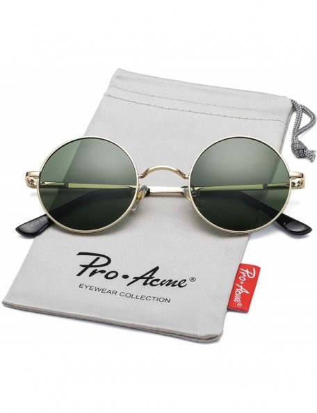 Round Retro Small Round Polarized Sunglasses for Men Women John Lennon Style - C4 Gold Frame/G15 Green Lens - C318A4SAWS5 $12.06