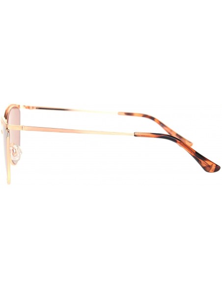 Cat Eye Womens Luxury Metal Rim Cat Eye Designer Fashion Sunglasses - Rose Gold Silver Mirror - CL18OCZH665 $11.62