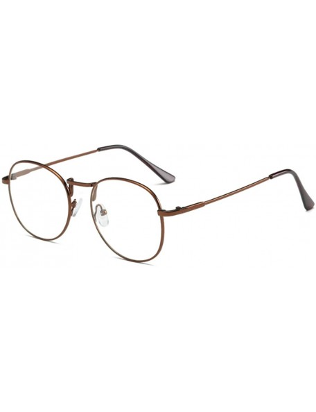 Round Men women retro glasses full frame round resin lenses myopia glasses - Bronze - C118EA3ZQE0 $21.95