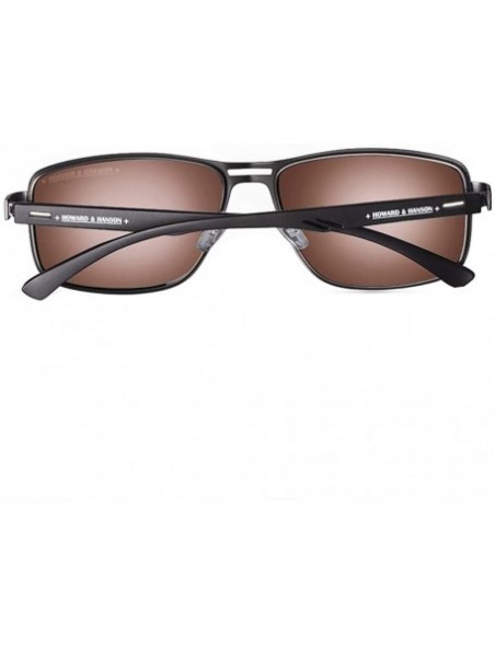 Aviator Rectangular Polarized Sunglasses HOWARD HANSON - Grey Frame + Brown Lens - CJ1929WK6E9 $21.61