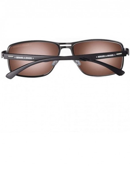 Aviator Rectangular Polarized Sunglasses HOWARD HANSON - Grey Frame + Brown Lens - CJ1929WK6E9 $21.61