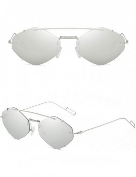 Goggle Polarized Sunglasses for Men Women Retro Frameless Goggle Classic Alloy Frame Hippie Sunglasses Mirror Lens - CS194KXL...
