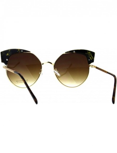 Cat Eye Womens Horned Oversize Metal Rim Cat Eye Diva Sunglasses - Tortoise Brown - CP18635C90M $12.10