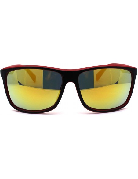 Sport Mens Mirror Lens Oversize Sport Horn Rim Sunglasses - Black Red Orange Mirror - CL1979YAAK4 $12.22