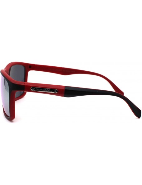 Sport Mens Mirror Lens Oversize Sport Horn Rim Sunglasses - Black Red Orange Mirror - CL1979YAAK4 $12.22