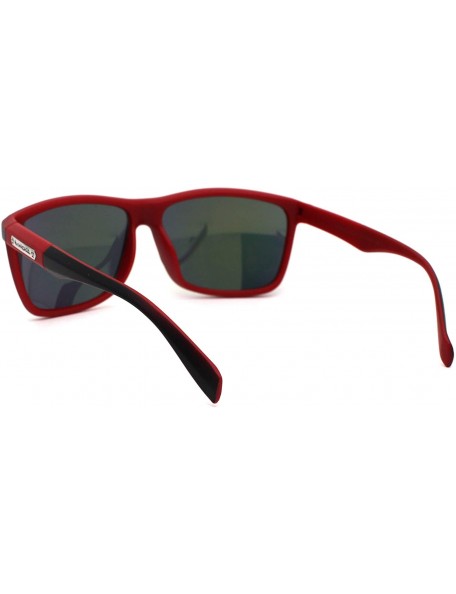 Sport Mens Mirror Lens Oversize Sport Horn Rim Sunglasses - Black Red Orange Mirror - CL1979YAAK4 $12.22