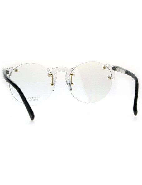 Rimless Unique Rimless Round Circle Clear Lens Eye Glasses - Black - CW189ILOC8I $9.57