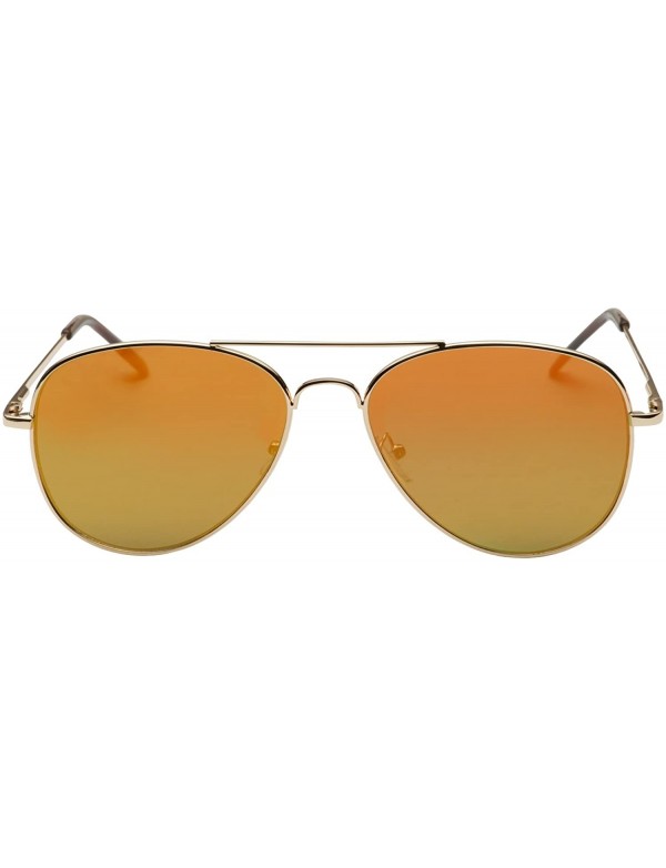 Aviator Aviator Sunglasses with Flat Mirrored Lens - Coral - C312E4RPZDN $11.95