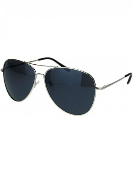 Aviator Airforce Mens Oversize Classic Officer Metal Rim Pilot Sunglasses - Silver Solid Black - C018LDCH4RC $11.74