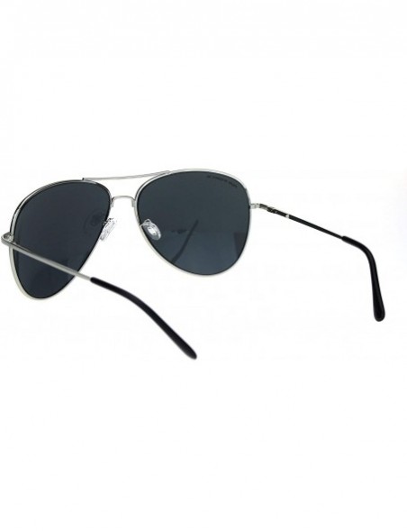 Aviator Airforce Mens Oversize Classic Officer Metal Rim Pilot Sunglasses - Silver Solid Black - C018LDCH4RC $11.74