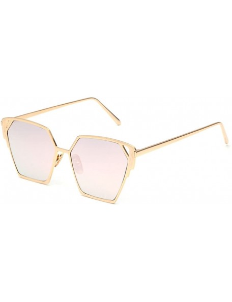 Rectangular Fashion Men Cat Eye Sunglasses Coating Mirror Lens UV400 Unisex Square Sunglasses - Gold/Pink - C612IOUXROF $21.80