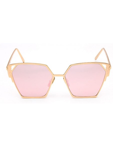 Rectangular Fashion Men Cat Eye Sunglasses Coating Mirror Lens UV400 Unisex Square Sunglasses - Gold/Pink - C612IOUXROF $21.80