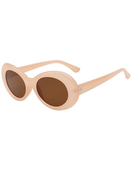 Sport Women Cateye UV400 Glasses Classic Retro Vintage Oval Sunglasses Eeywear - Nude - CD18C76H090 $17.76