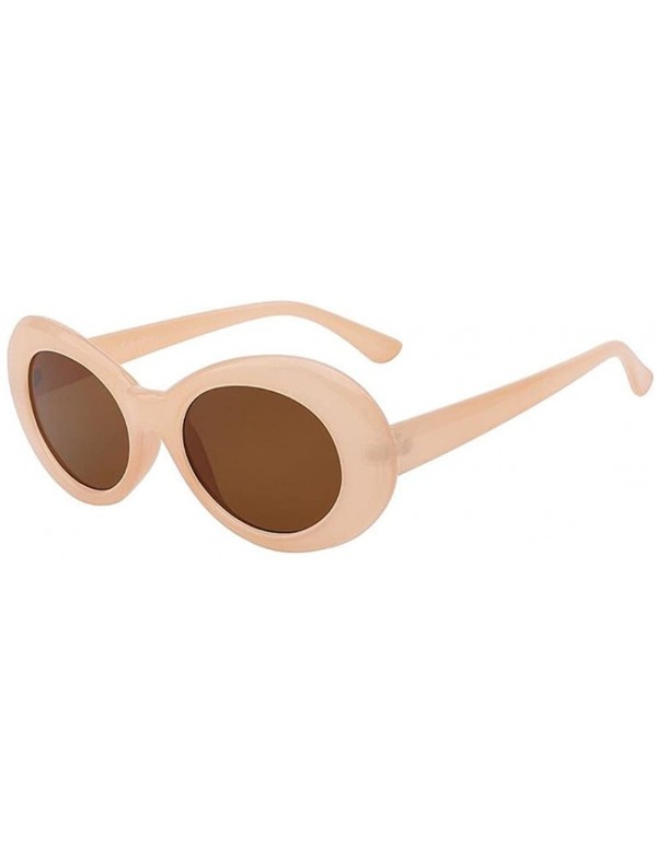 Sport Women Cateye UV400 Glasses Classic Retro Vintage Oval Sunglasses Eeywear - Nude - CD18C76H090 $6.92