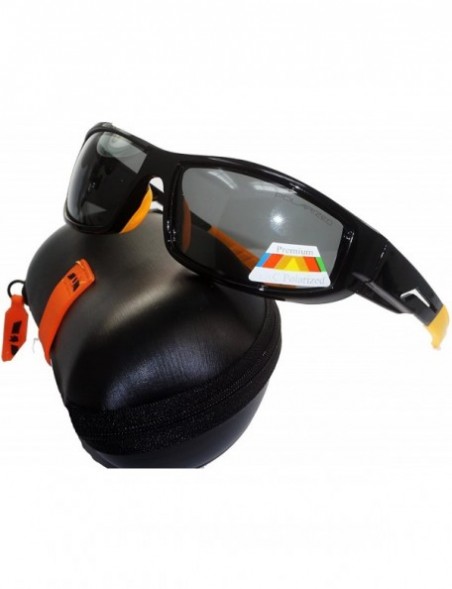 Wrap Polarized Lens Sports Sunglasses - C398PL-Blk-Red - Black-yellow - C518C3ENY5W $13.39