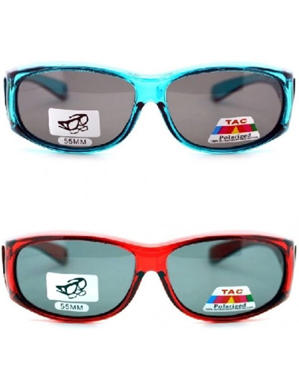 Wrap 2 Extra Small Polarized Fit Over Sunglasses Wear Over Eyeglasses - Red / Teal - C912LMD5WWV $19.08