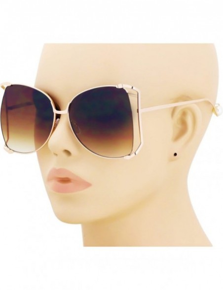 Oversized Oversized Designer Sunglasses Fashion Women Pearl Retro Oceanic Clear Lens Oval Lip Sun Glasses 2018 - CY18D5TO46Q ...