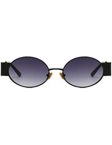 Rimless Men's and women's Fashion Resin lens Oval Frame Retro Sunglasses UV400 - Black Gray - C118NL9Y92U $13.75