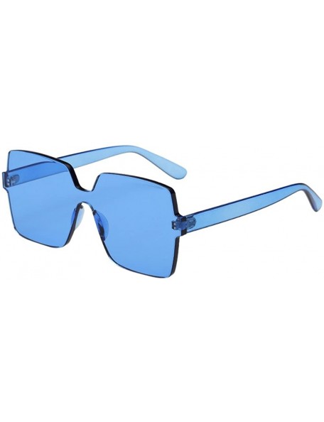 Rectangular Women Man Fashion Vintage Sunglasses-Big Frame Eyewear Retro Unisex - E - CM18OADZ87O $8.35