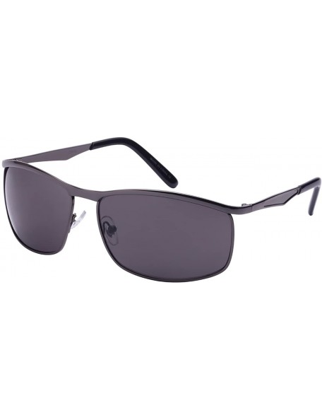 Sport Men's Square Metal Top Frame Sunglasses 25076-SD - Gun Metal - CG12608UOX5 $13.55