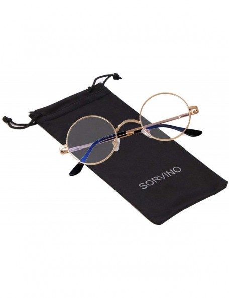 Round Blue Light Blocking Glasses for Women Round Computer Eyeglasses Clear Lens Eyewear Frames - Gold - CJ194AN66I5 $9.72