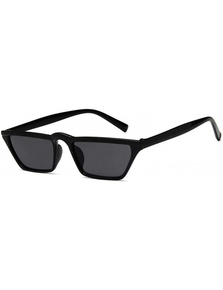 Oval Vintage Classic Retro Small Square Shape Sunglasses for Men and Women Metal Resin UV400 Sunglasses - Bright Black - CK18...
