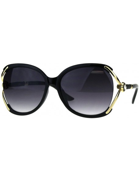 Square Womens Fashion Sunglasses Rhinestone Flower Accent Designer Style - Black - CB18H3NSLET $23.08