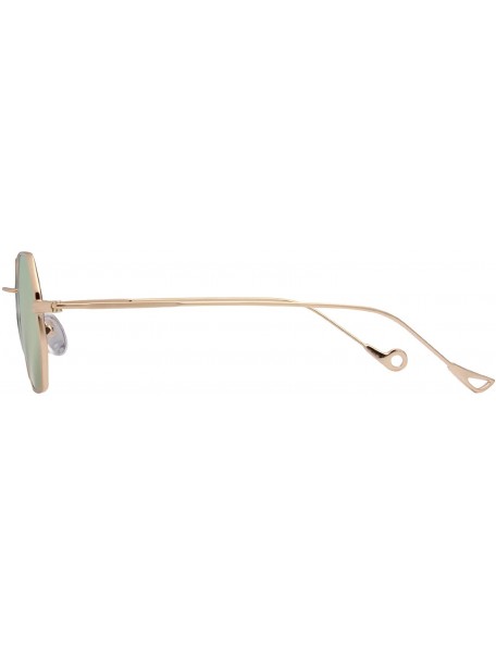 Square Classis Small Square Metal Frame Sunglasses LS7674 - Gold Frame Mirrored Pink Lenses - C3182RYEQ6N $20.26