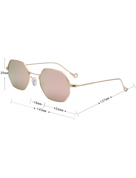 Square Classis Small Square Metal Frame Sunglasses LS7674 - Gold Frame Mirrored Pink Lenses - C3182RYEQ6N $20.26