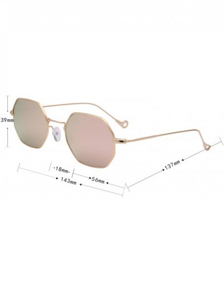 Square Classis Small Square Metal Frame Sunglasses LS7674 - Gold Frame Mirrored Pink Lenses - C3182RYEQ6N $20.26