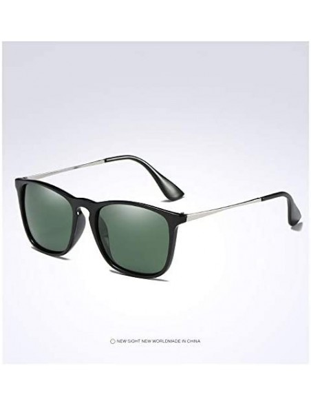 Square Fashion Square Sunglasses Polarized Men Women Vintage Driving Sun glasses - Green - CR197HY9L4E $9.42