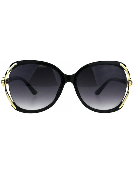 Square Womens Fashion Sunglasses Rhinestone Flower Accent Designer Style - Black - CB18H3NSLET $8.55