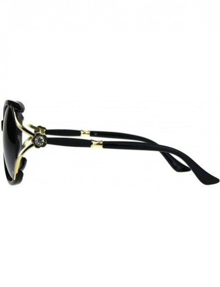 Square Womens Fashion Sunglasses Rhinestone Flower Accent Designer Style - Black - CB18H3NSLET $8.55