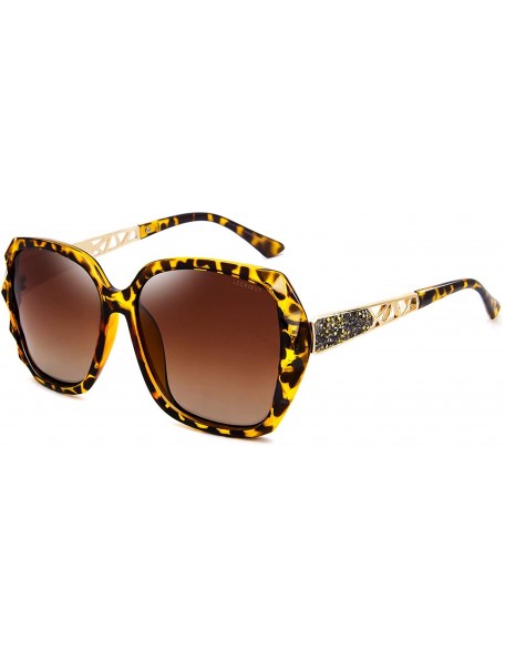 Aviator Oversized Sunglasses for Women Polarized UV Protection Classic Fashion Ladies Shades - L7-leopard - CV18EIHMUM9 $18.30