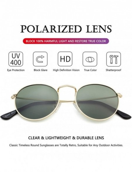 Square Polarized Sunglasses for Men Women Vintage Round Metal Sun Glasses 100% UV400 Protection - Gold/G-15 - C718S3DG4X7 $10.70