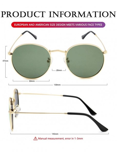 Square Polarized Sunglasses for Men Women Vintage Round Metal Sun Glasses 100% UV400 Protection - Gold/G-15 - C718S3DG4X7 $10.70