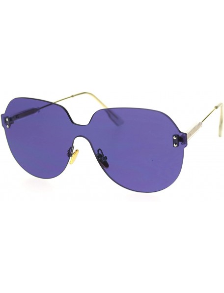 Shield Retro Oversize Rimless Shield Minimal Panel Sunglasses - Purple - CZ18SYQ05RM $14.74