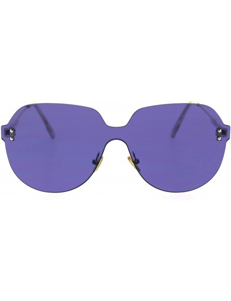 Shield Retro Oversize Rimless Shield Minimal Panel Sunglasses - Purple - CZ18SYQ05RM $14.74