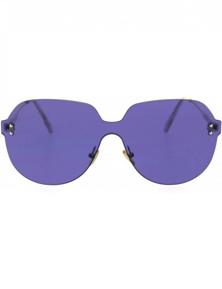 Shield Retro Oversize Rimless Shield Minimal Panel Sunglasses - Purple - CZ18SYQ05RM $14.74