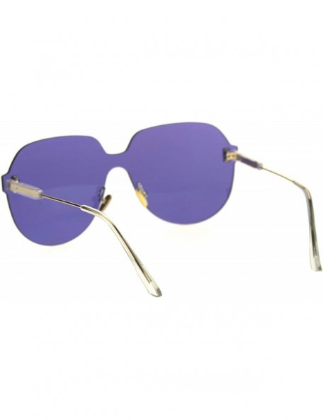 Shield Retro Oversize Rimless Shield Minimal Panel Sunglasses - Purple - CZ18SYQ05RM $14.74