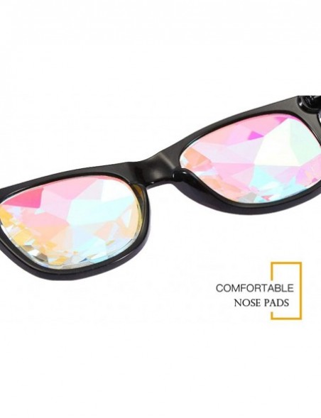 Goggle Rave Festival Kaleidoscope Glasses Rainbow Prism Sunglasses for Women Men - Black+red - C818SMETMA0 $19.22