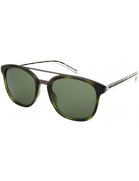 Round Retro Unisex Horned Rim Round Sunglasses UV400 Protection 53107 - Green Tortoise Frame/Green Lens - C518NKNDQI9 $11.50