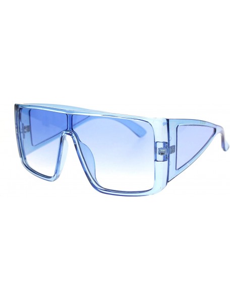 Square Square Boxy Sunglasses Oversized Shield Style Modern Shades UV 400 - Blue - CW1956TSZ2R $11.77