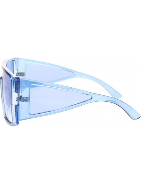 Square Square Boxy Sunglasses Oversized Shield Style Modern Shades UV 400 - Blue - CW1956TSZ2R $11.77