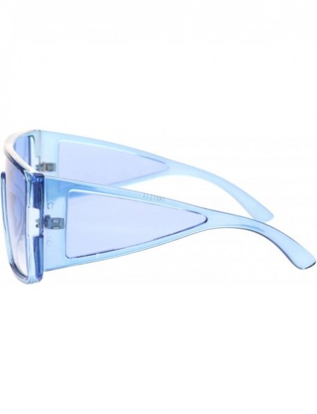 Square Square Boxy Sunglasses Oversized Shield Style Modern Shades UV 400 - Blue - CW1956TSZ2R $11.77