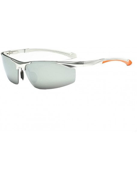 Rectangular Aluminum-magnesium polarized Sun-coated sunglasses - Reflective Silver - CO18D2LR4I4 $28.90